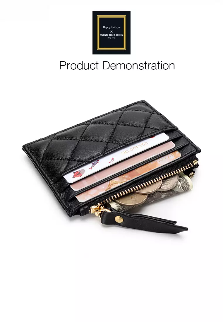 Quilted Sheepskin Card Holder Zip Purse JW YT-09