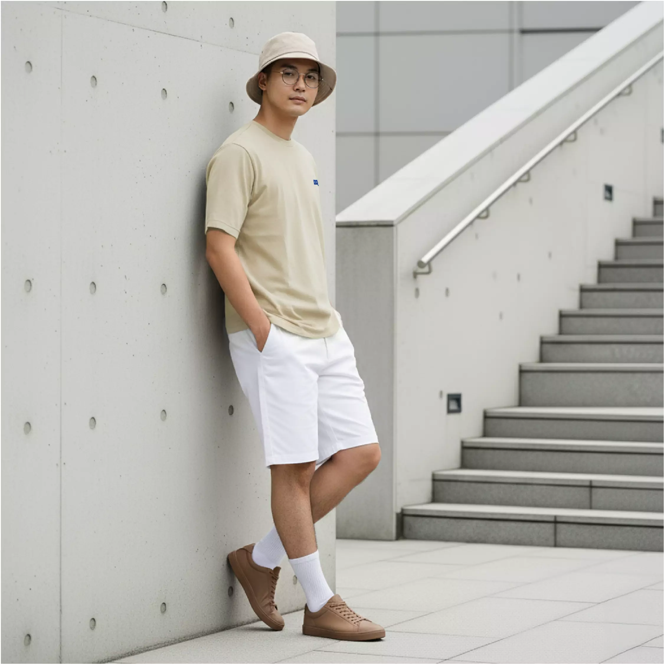 Kale PLUTO BEIGE T-shirt Cotton Cloudy Boxy Fit - Kaos Korea - Atasan Kaos Pria - Kaos Basic Pria