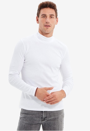 Trendyol white Regular Fit Half Turtleneck T-Shirt A0D67AA6E7AF03GS_1
