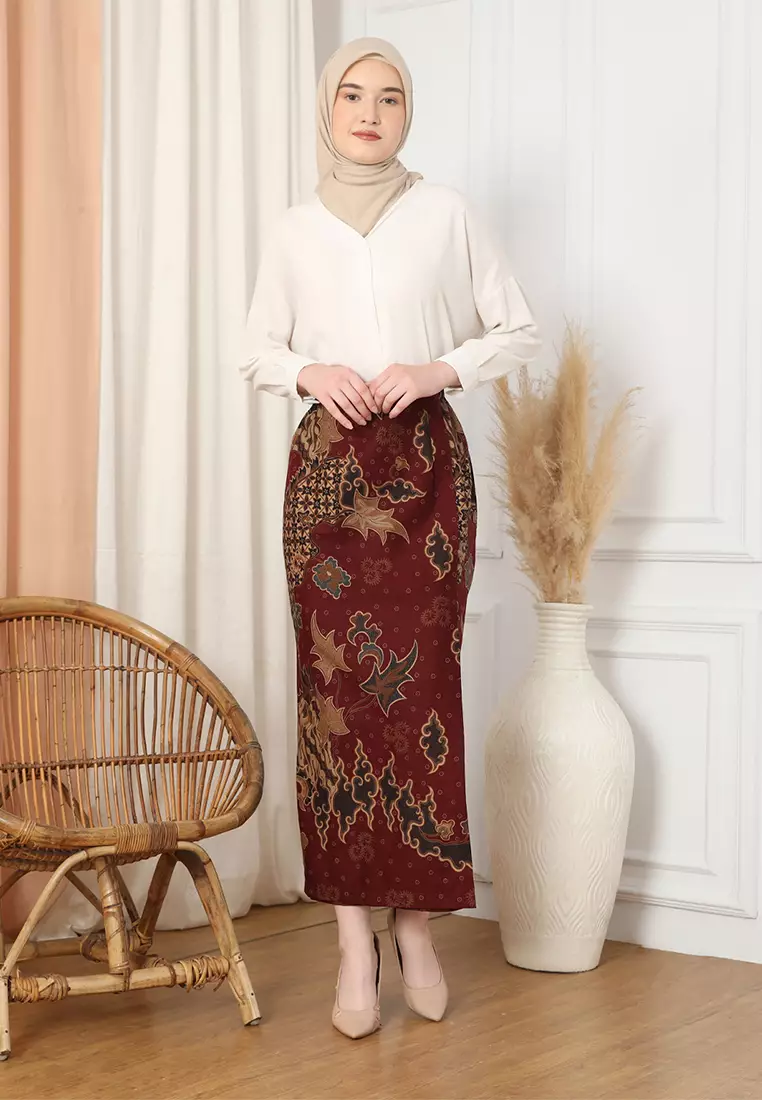 Enzy Batik Rok Batik Anargya - Maroon