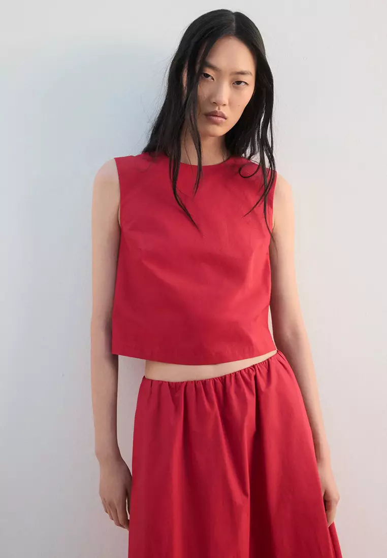 Midi Cotton Skirt With Pleats
