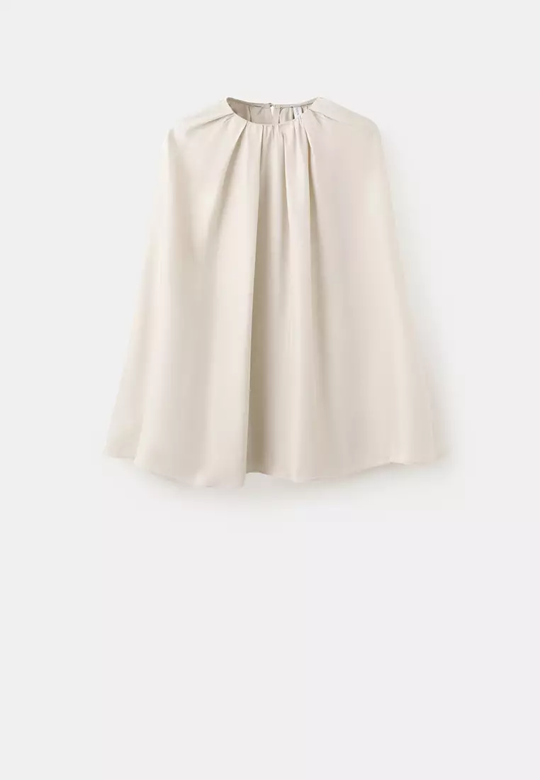 Blouse With Slits & Ruched Neckline
