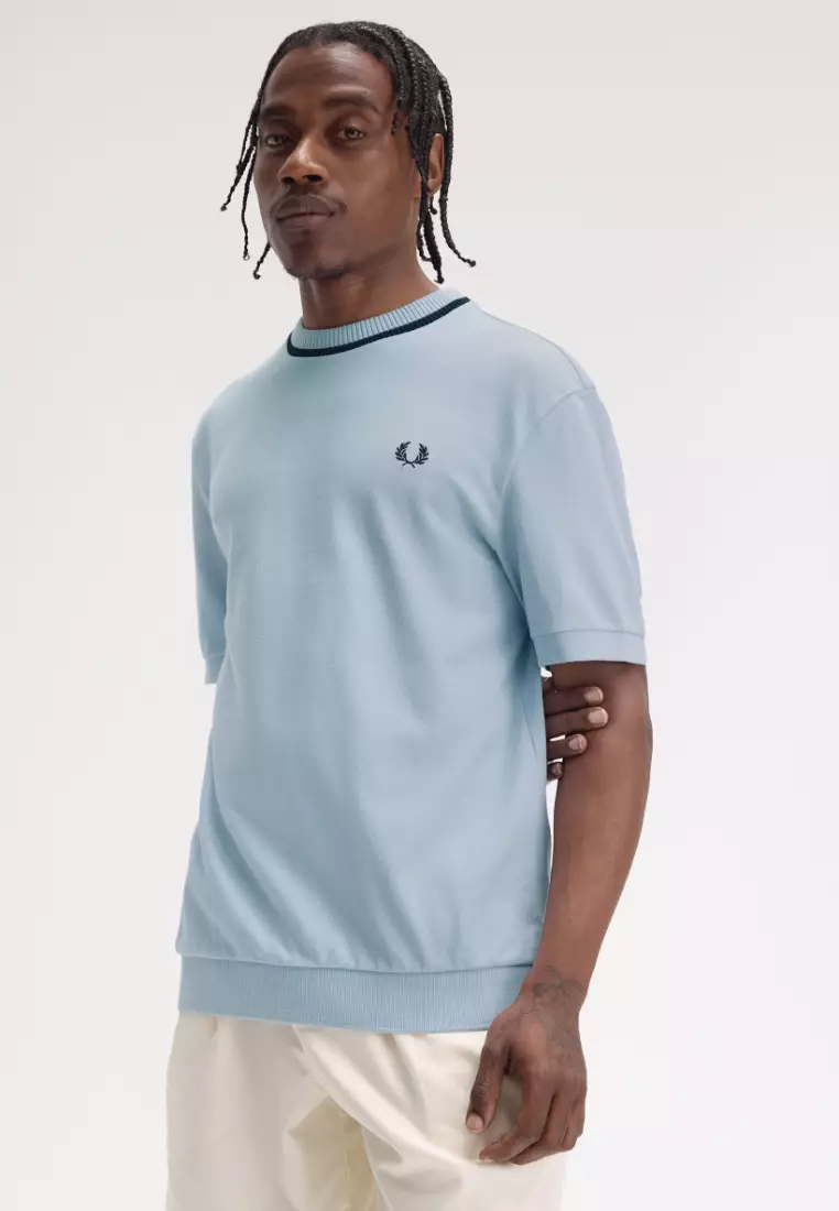 Fred Perry M7 Crew Neck Pique T-Shirt (Light Smoke)