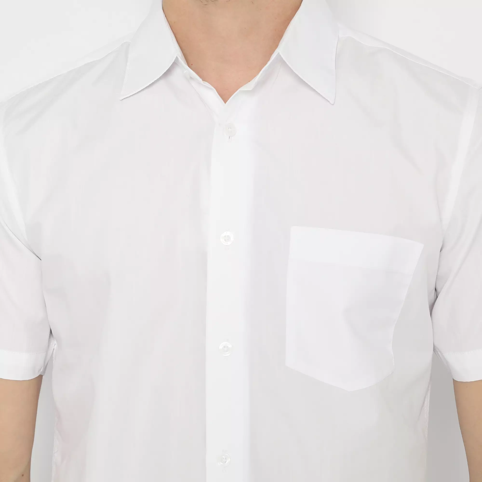 Platini Kemeja Polos Putih Pendek Katun CVC 63171