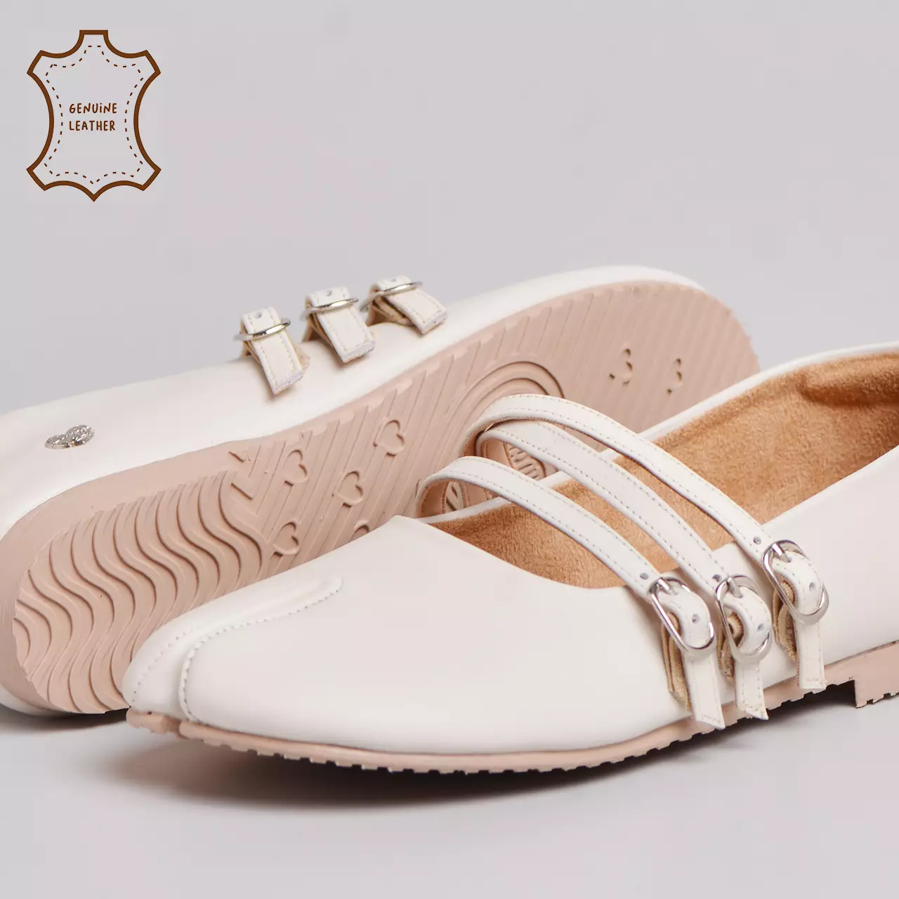 Melanie Flatshoes Genuine Leather Cream