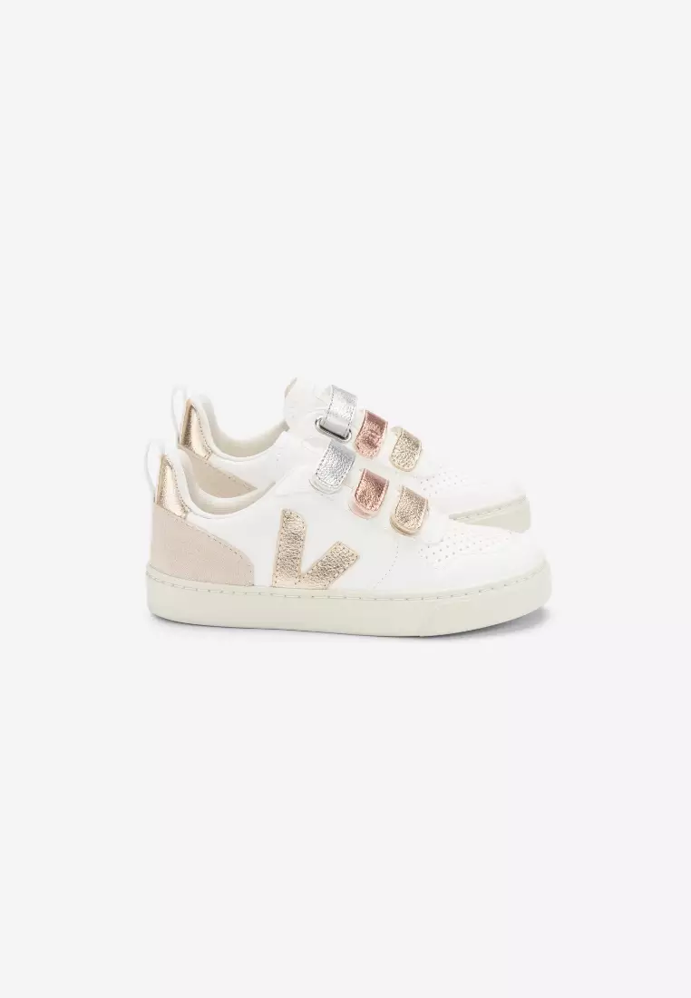 Discount on Veja  shoes - SKU: V-10 Chromefree Leather Multico White Shiny Sneakers