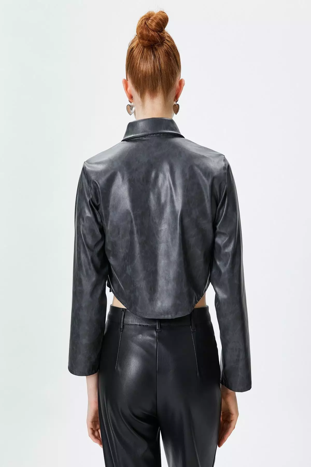 Buy KOTON Crop Faux Leather Shirt 2025 Online | ZALORA