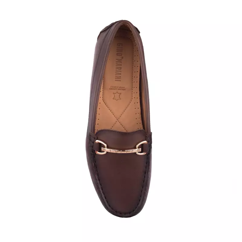 Sepatu Casual Wanita Loafer Moccasin Gino Mariani Elora 1 Brown