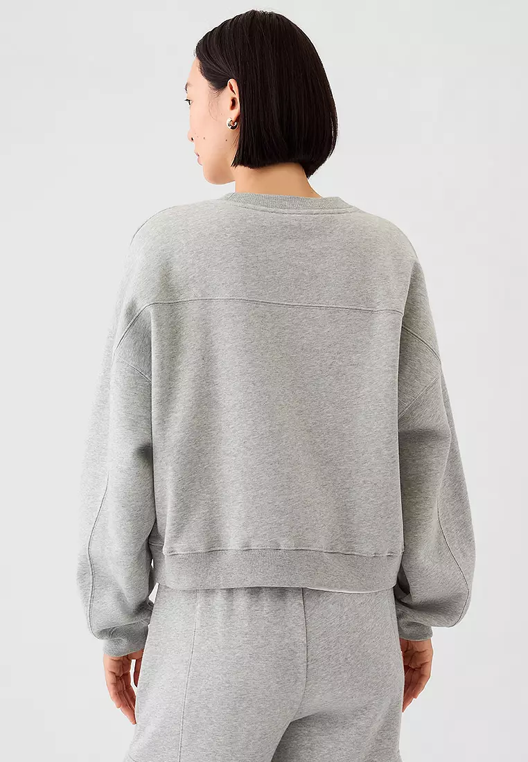 Wedge Seamed Crewneck Pullover Sweatshirt