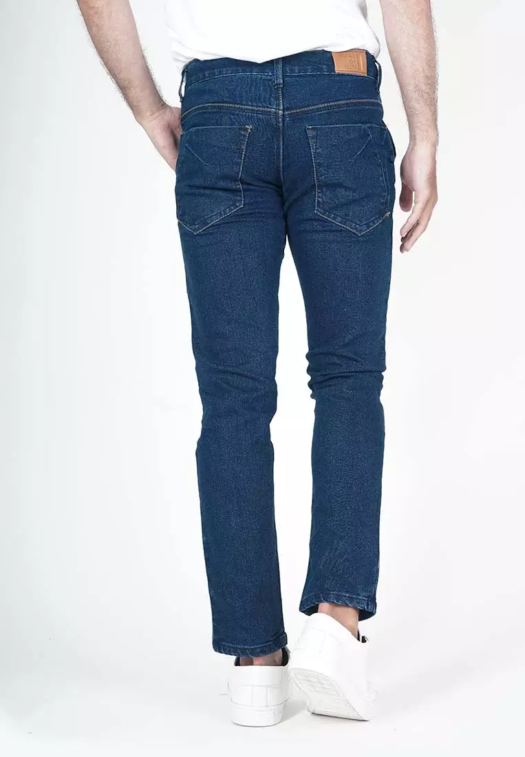 Houseofcuff Celana Jeans Biru Slim Fit Celana Panjang Jeans Biru Polos
