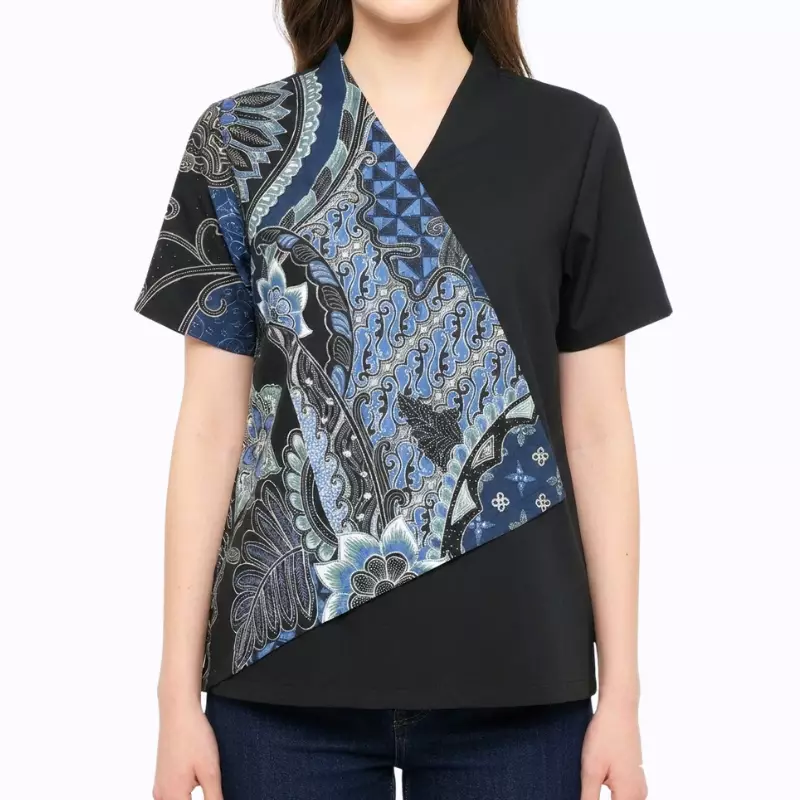Blouse Batik Wanita - Bhatara Batik Leslie - Atasan Batik Modern Lengan Pendek