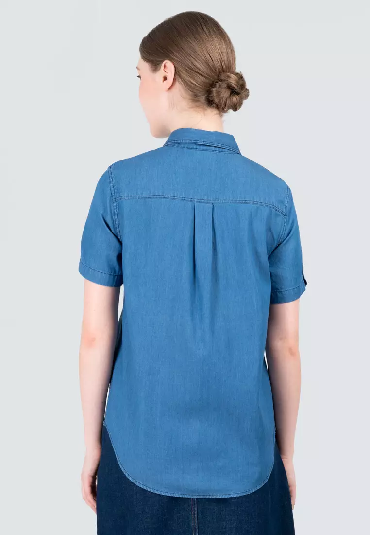 Polo Haus - Women’s Signature Fit Denim Short Sleeve Shirt WWSSV003