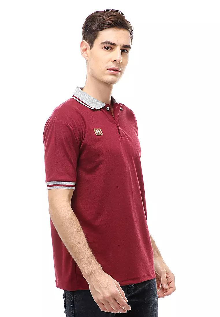Jack T-Shirt Atasan Kasual Kaos Polos Pria Kerah Lengan Pendek Material Cotton ORIGINAL - Maroon