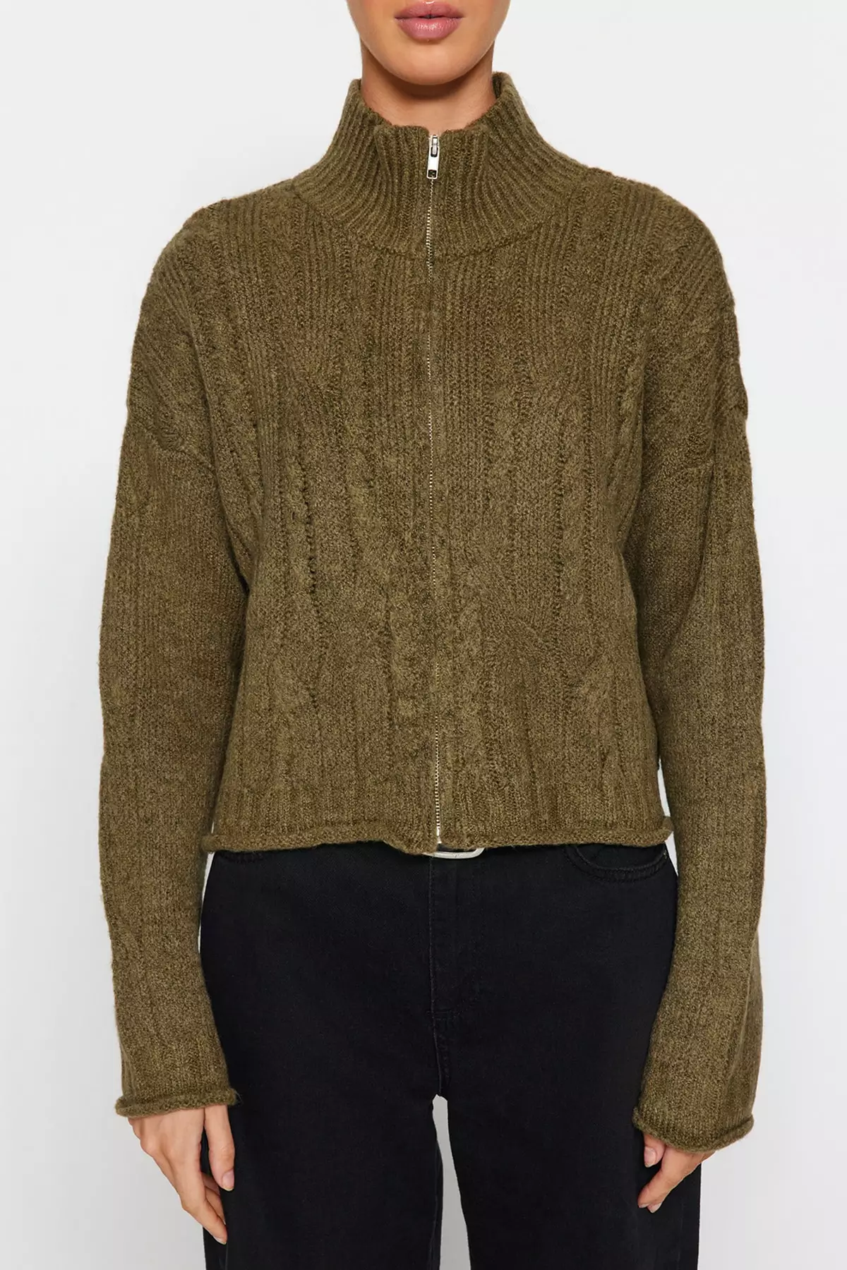 Trendyol Soft Textured Sweater Cardigan with Zipper and Braids 2024, Buy  Trendyol Online