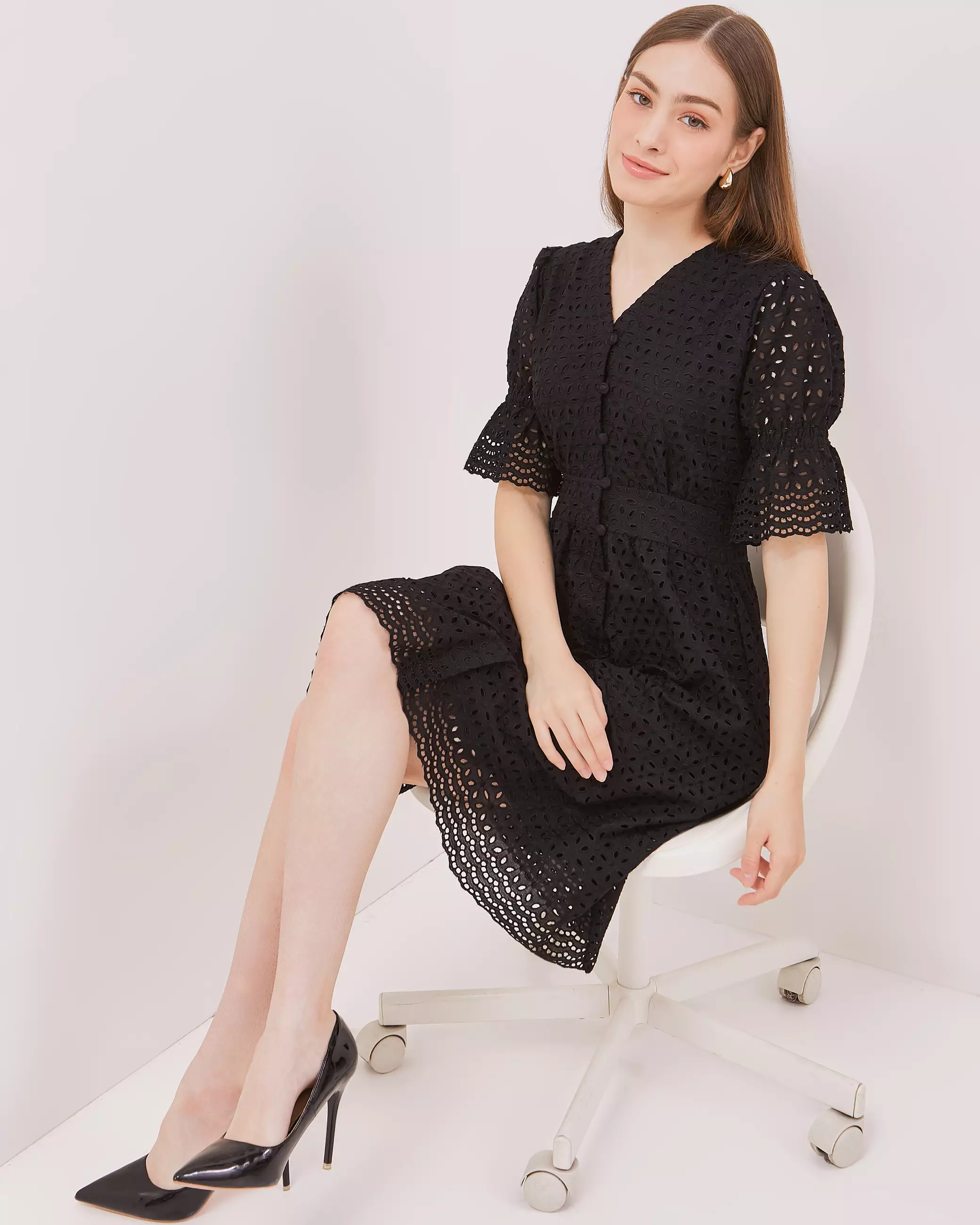 Urban Exchange Talia Black Mini Dress - Gaun Mini Dress Katun Warna Hitam Warna Black