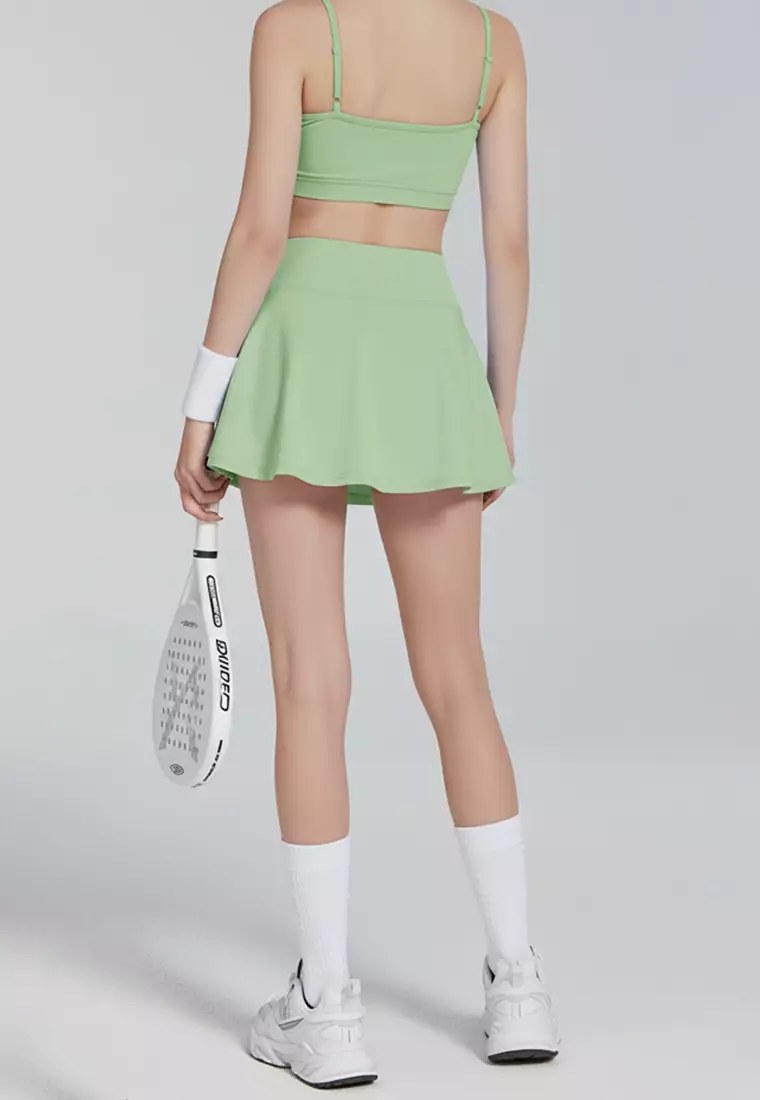 LB132 Rok Padel Tenis Wanita Legging inside Skort ada Kantong TdBolt hijau sage