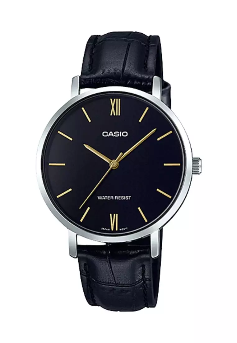 Casio leather cheap strap women's watch