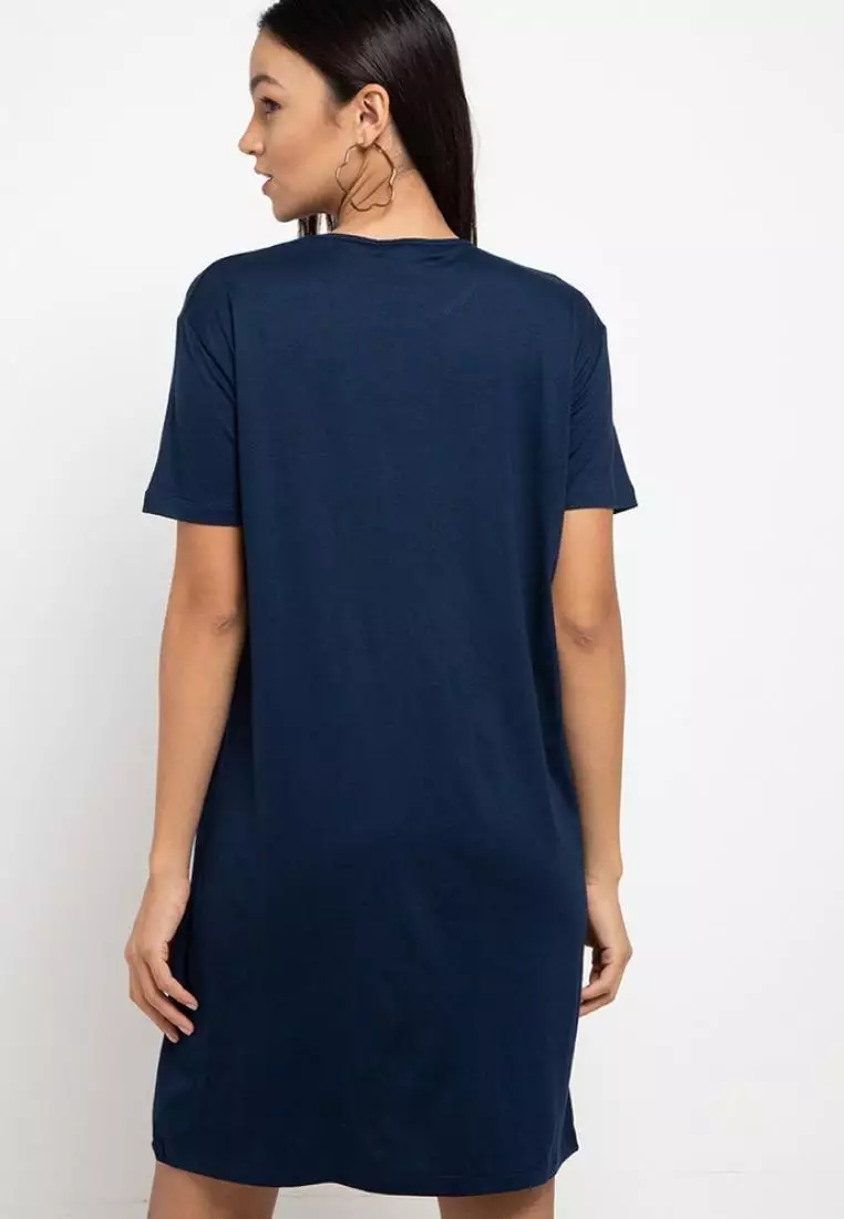 LTB82 Dress Kaos Casual thdy on White Navy