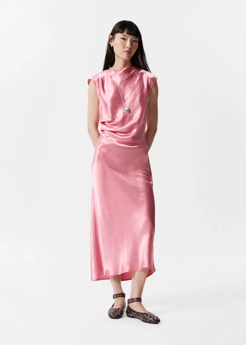Bias-Cut Satin Midi Dress
