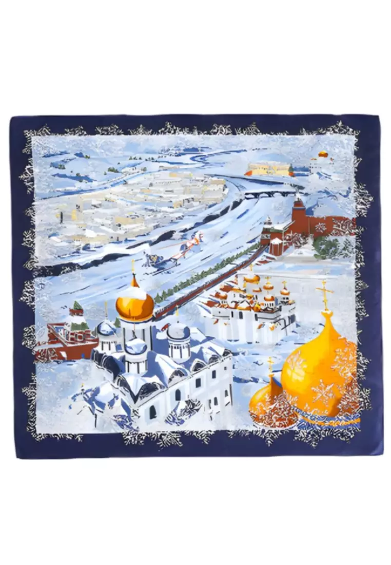 Luxury Silk Ladies' Large Scarf, Sun-Proof Crepe Satin, Premium Souvenir.