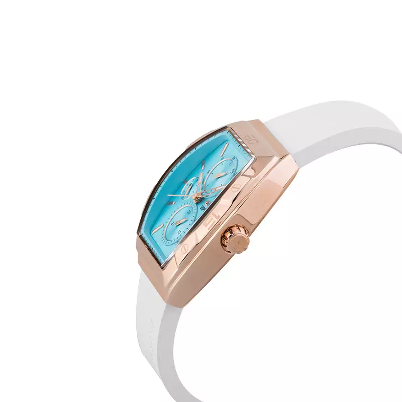 Jam Tangan Wanita Expedition Ladies E 6800 BF RRGLB Tosca Dial White Rubber Strap