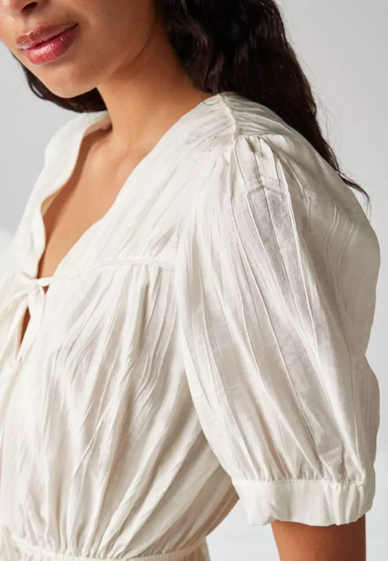 新品未開封★2025SS受注販売PUFF SHORT SLEEVE BLOUSE Buy NEXT Tie Front Tiered Textured Short Sleeve Blouse 2025 Online