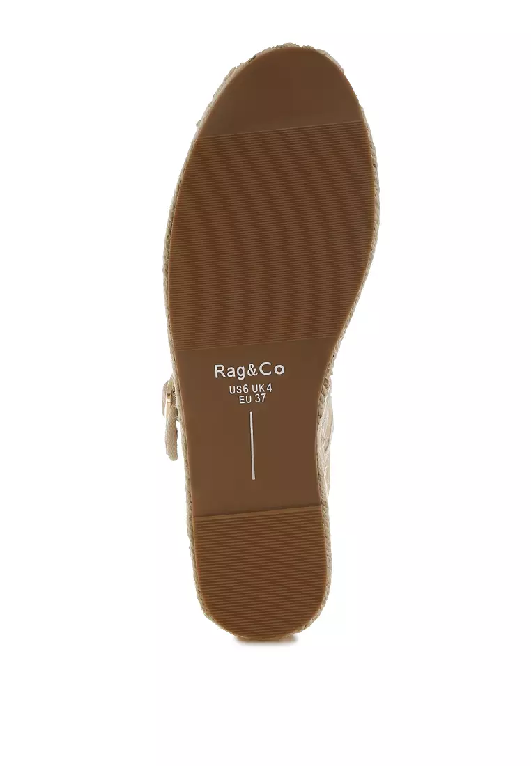 Soft Suede Leather Mary Jane Espadrilles In Beige