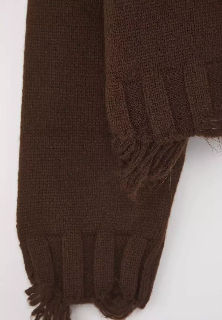 Crop Super Wide fit Soft Textured Knit Sweater