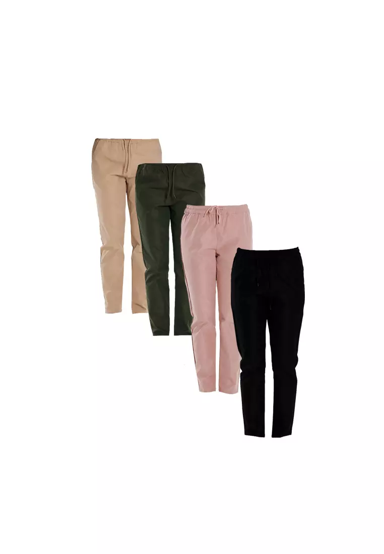 Forest Ladies Plain Elastic Waist Long Pants Women Casual Pants | Seluar Panjang Perempuan - 810503-59LotusPink