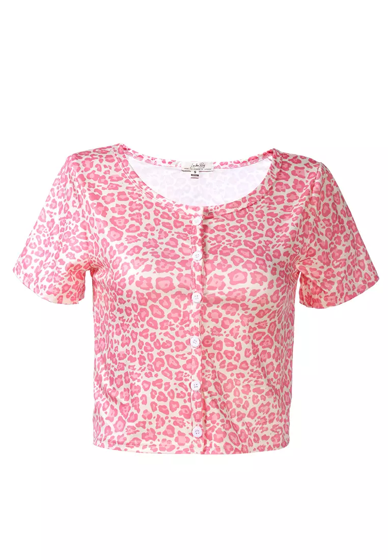 Blus Sablon Kancing Atas dalam Warna Pink
