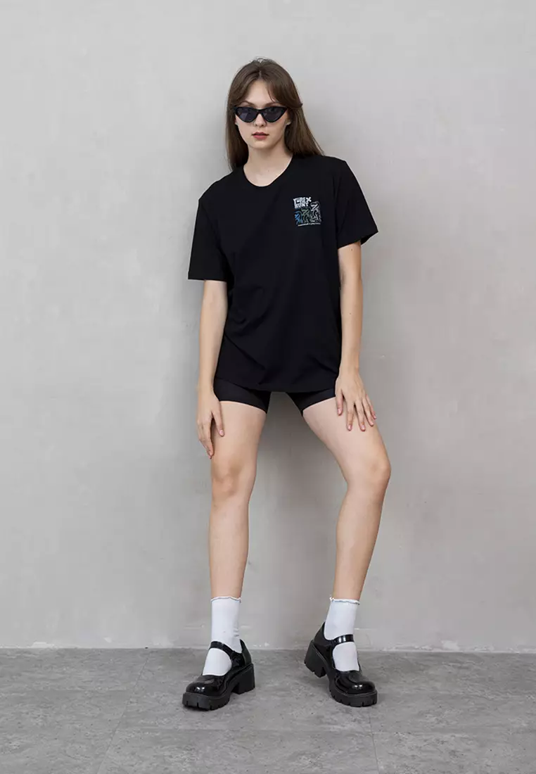 Kaos hitam t shirt polos wanita houseofcuff motif tirex