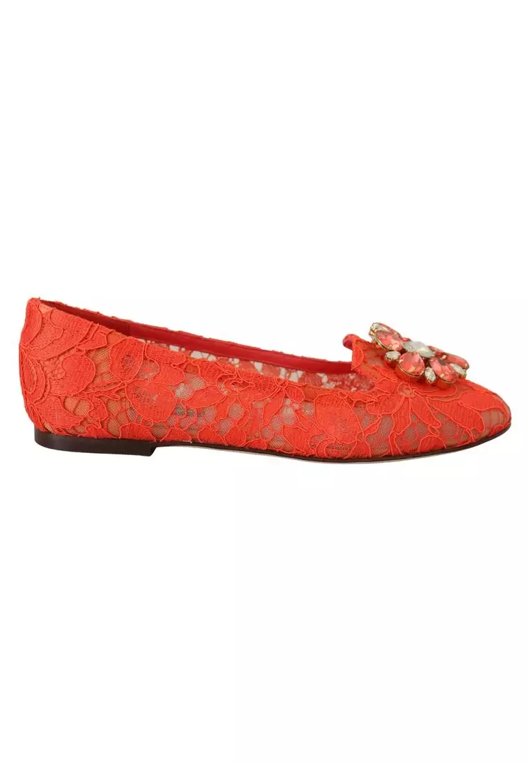 Red on sale lace flats