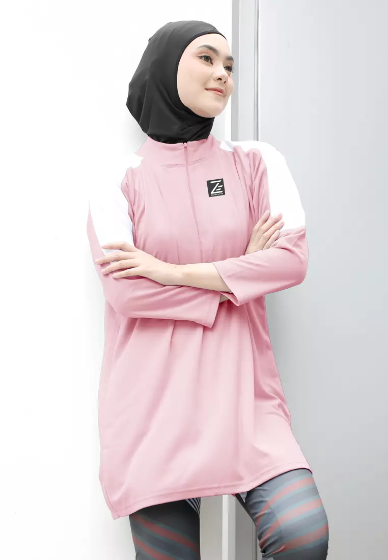 Zelena - Noa Zipper Sport Tunic | Atasan Olahraga Wanita - Light Pink