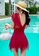 A-IN GIRLS red Sexy Gauze Open Back One-Piece Swimsuit 241F6USB14410EGS_3