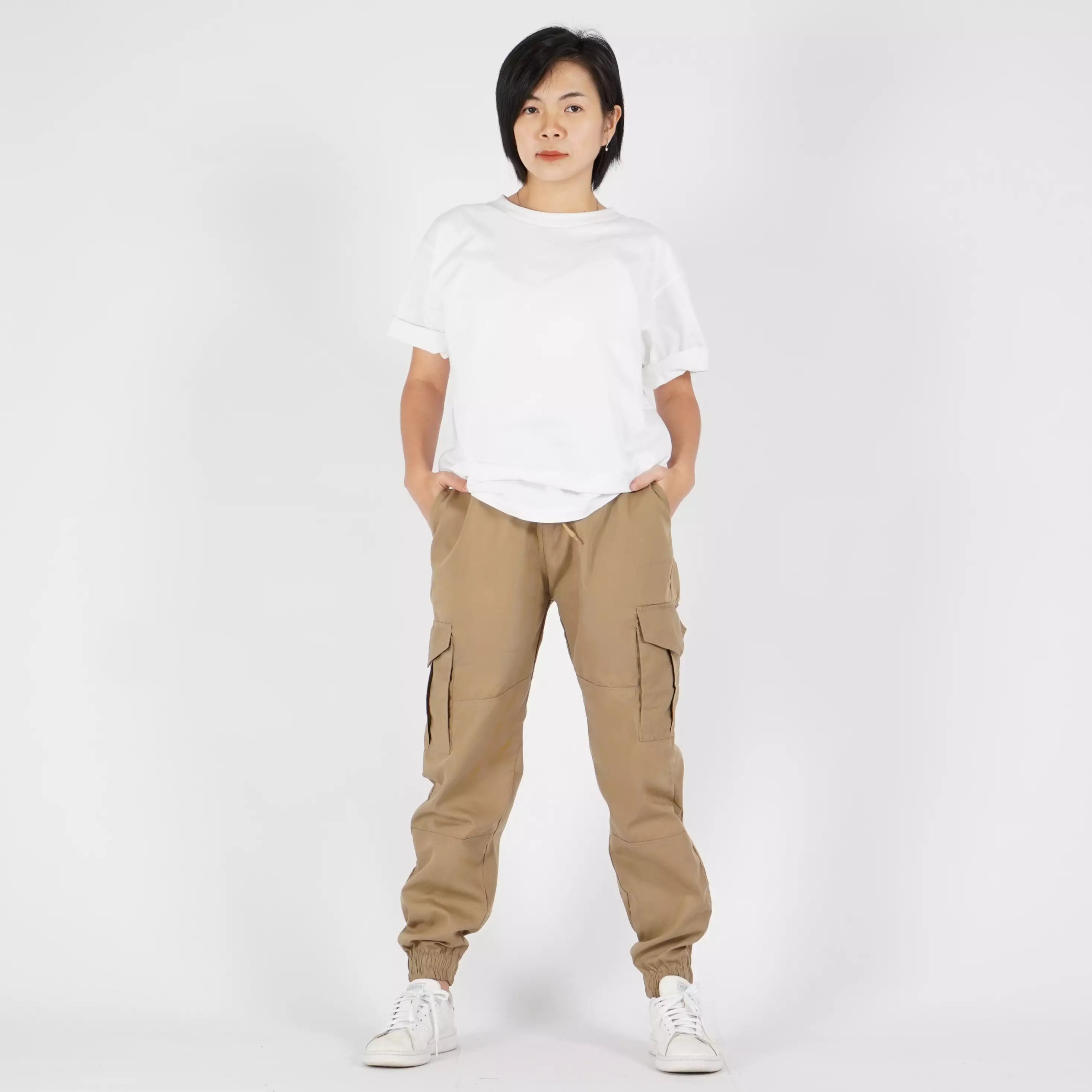  DIVA Celana Cargo Wanita Cargo Jogger Pants Wanita - KREM