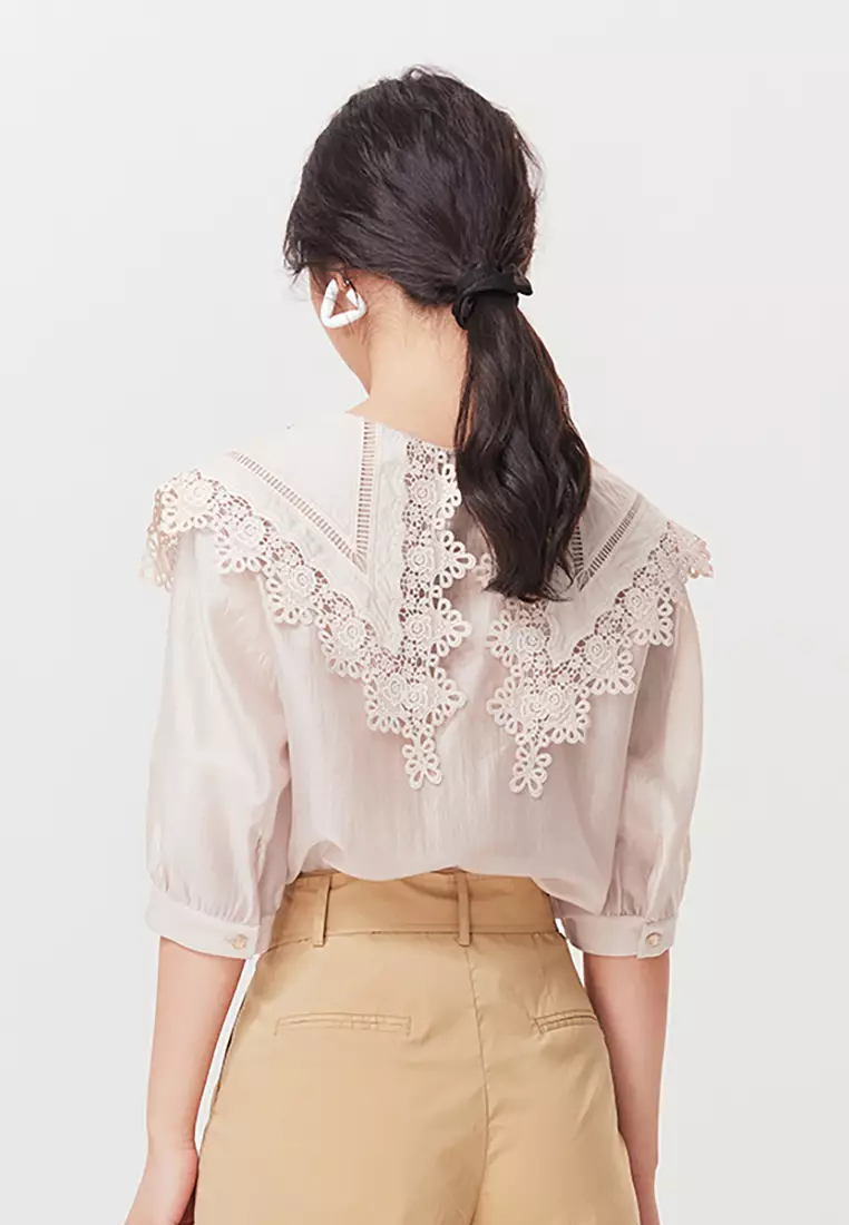 新品■rosymonster /collar embroidery blouse Buy Hopeshow Embroidery Lace Collar Silk Blouse 2025 Online