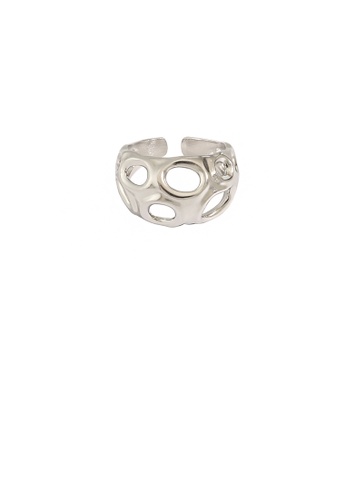 Glamorousky silver 925 Sterling Silver Fashion Personality Hollow Geometric Adjustable Opening Ring B2D97AC2746226GS_1