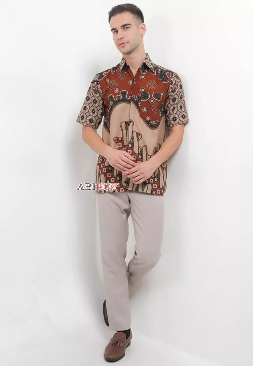 Ardiwangsa Bata Kemeja Batik Pria Premium Slimfit Lengan Pendek NLN