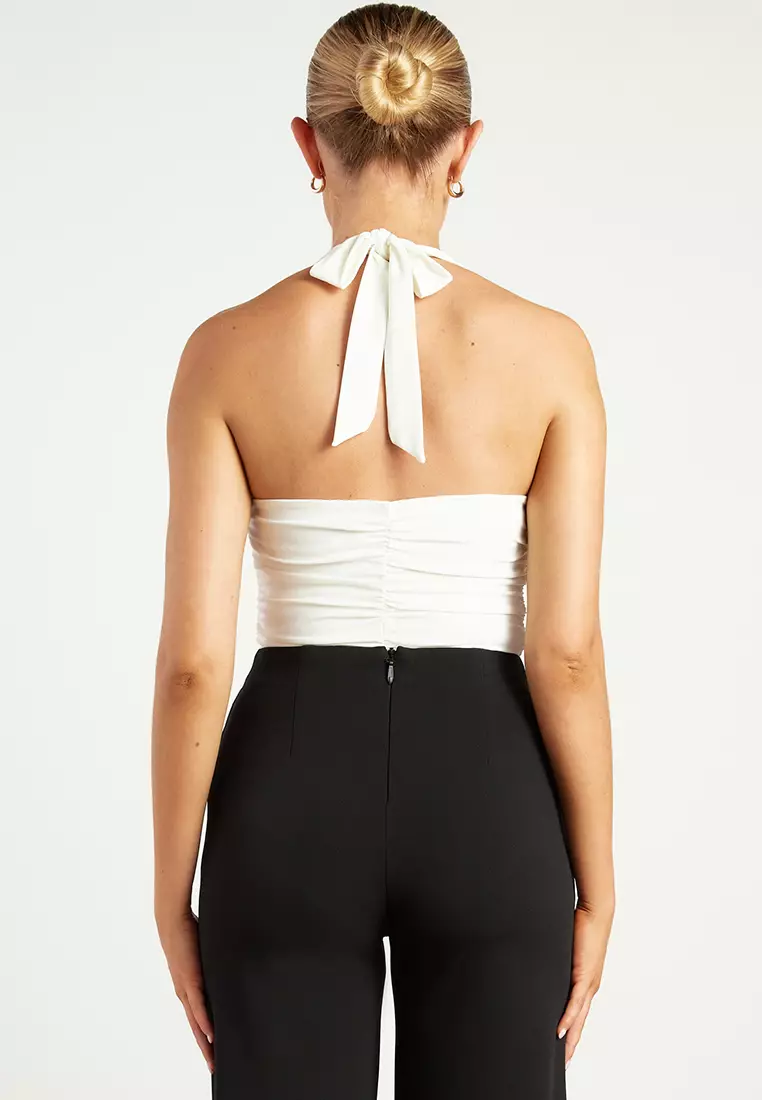 Halter Neckline Ruched Bodysuit