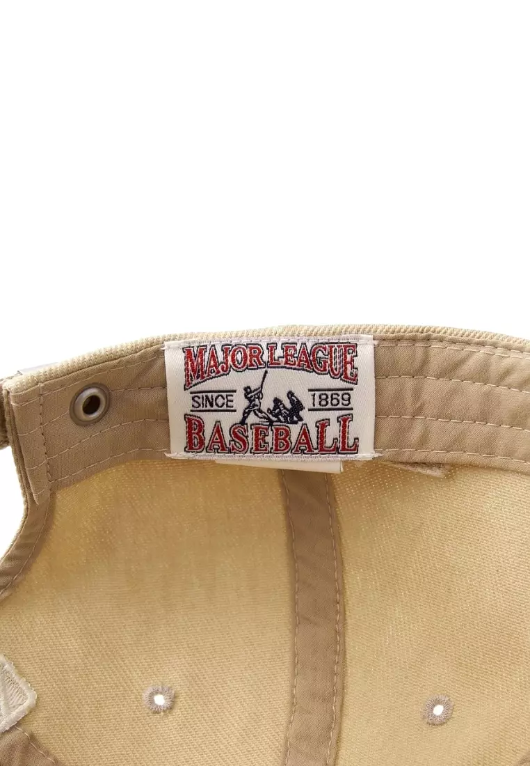 Varsity Vintage Culsive Stitch Unstructured Ball Cap - NY Beige