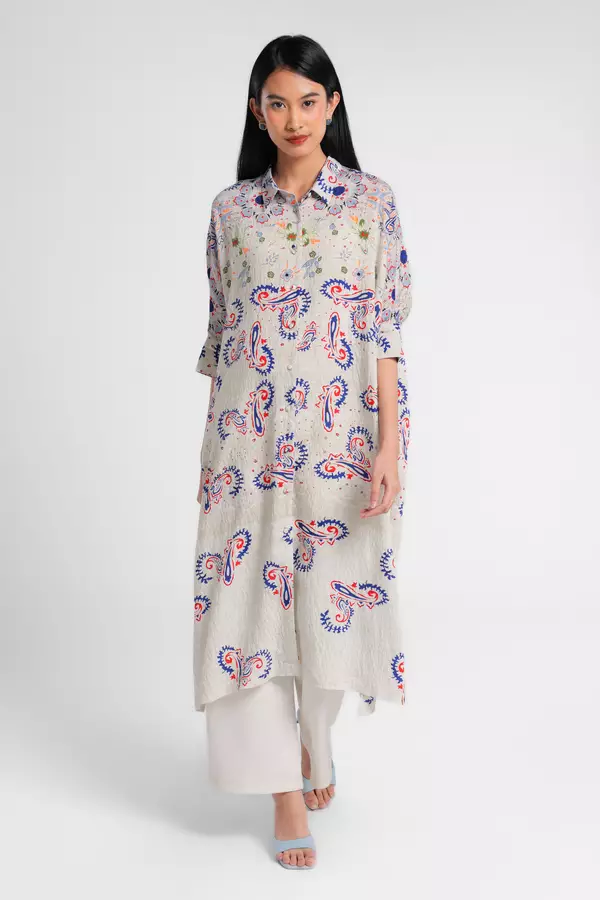 MINIMAL - Aysel - Kaftan Shirt Motif Paisley - Beige