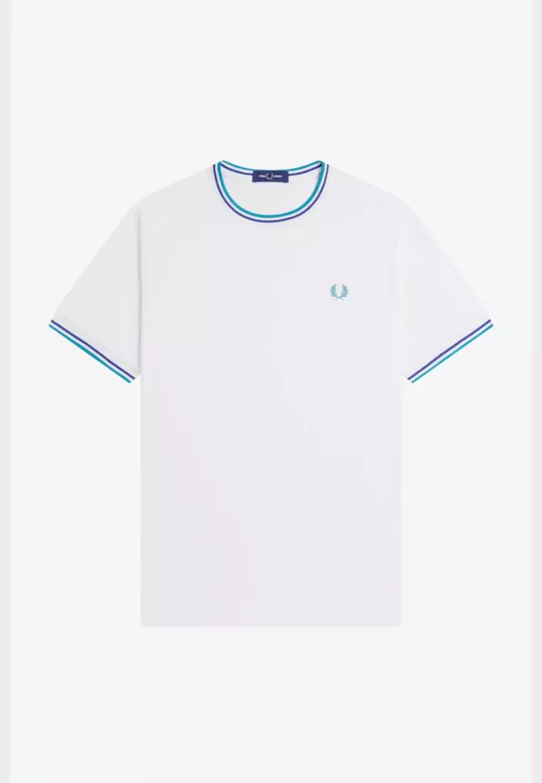 Fred Perry M1588 Twin Tipped T-Shirt (Snow White / Deep Mint / Soho Eclipse)