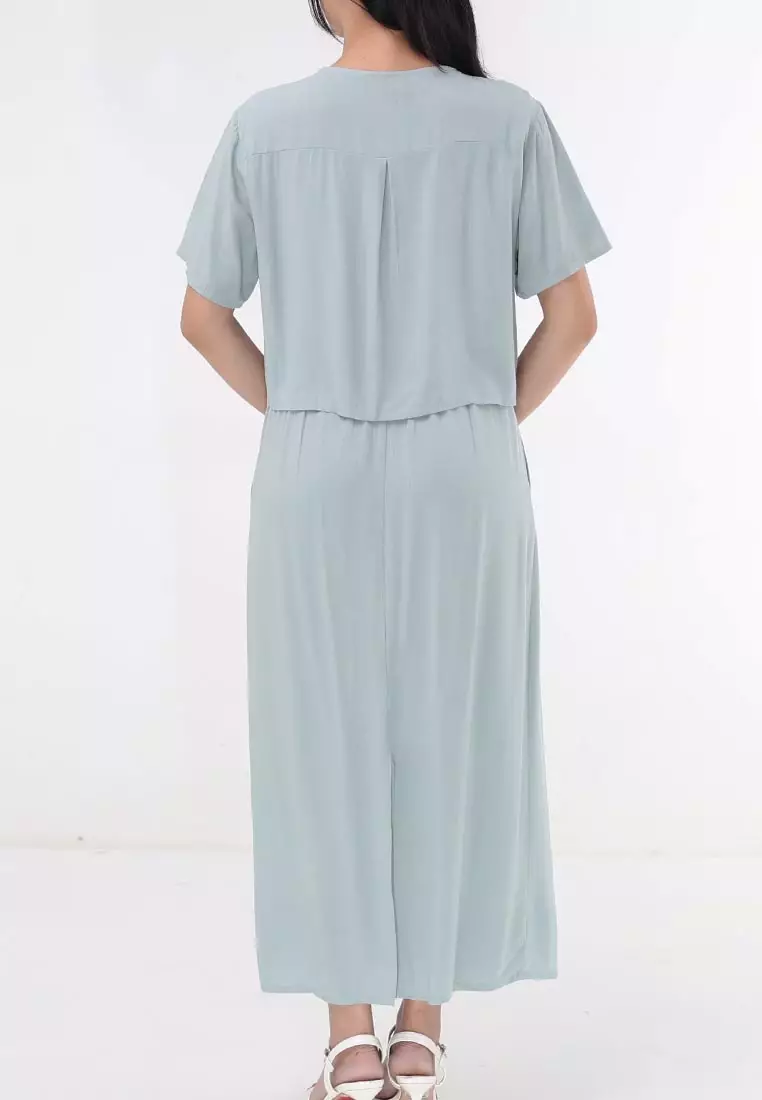 Short Sleeves Blouse/Skirt Terno