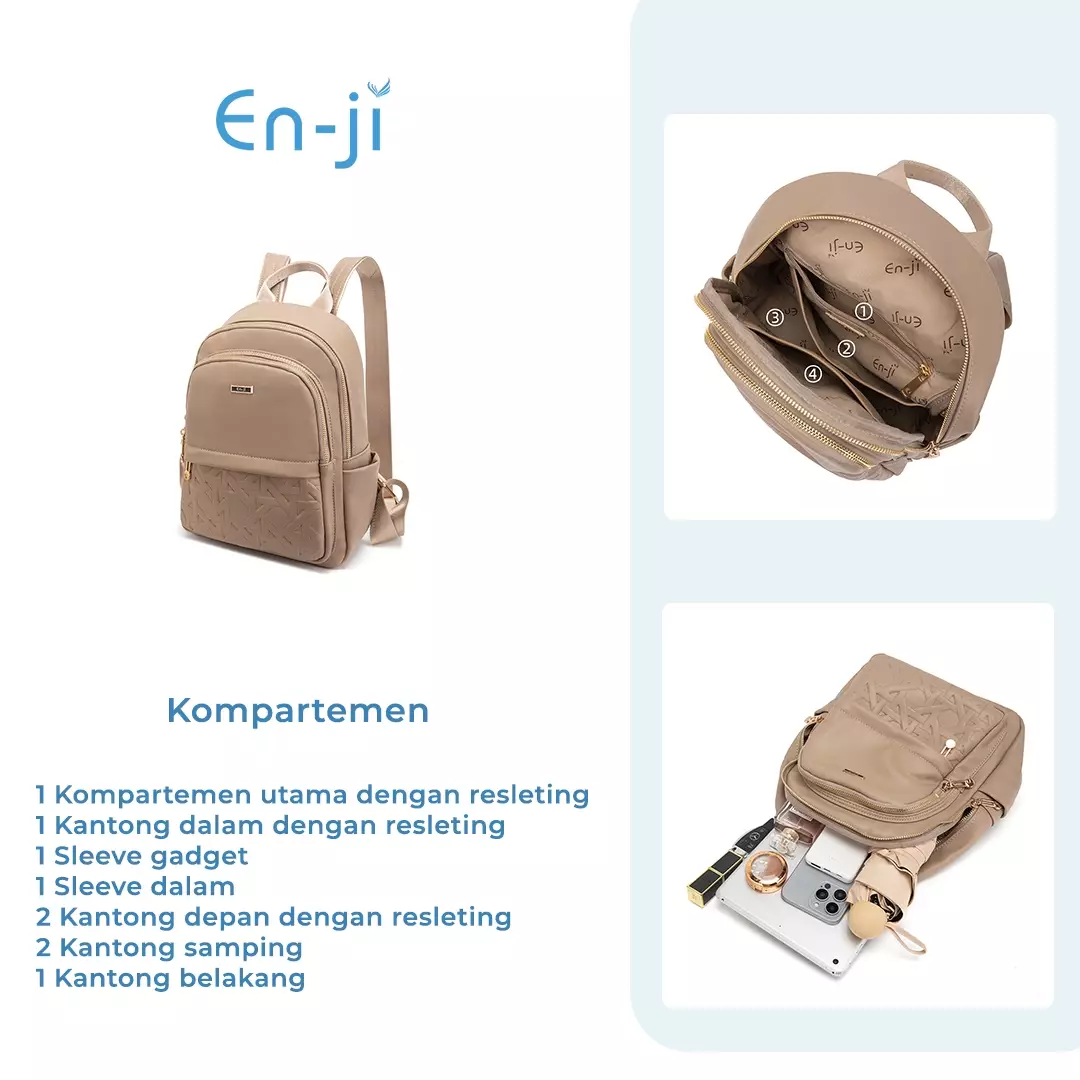 En-ji Yebina Backpack Wanita Warna Khaki