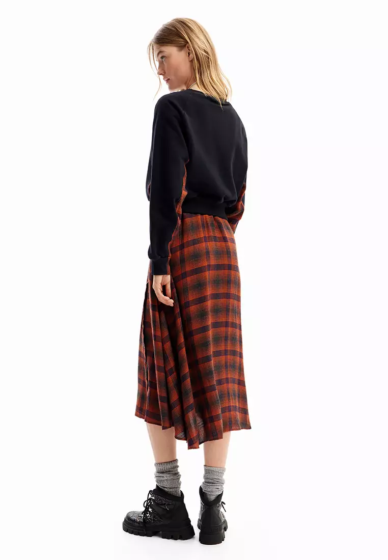 Red plaid midi on sale dress