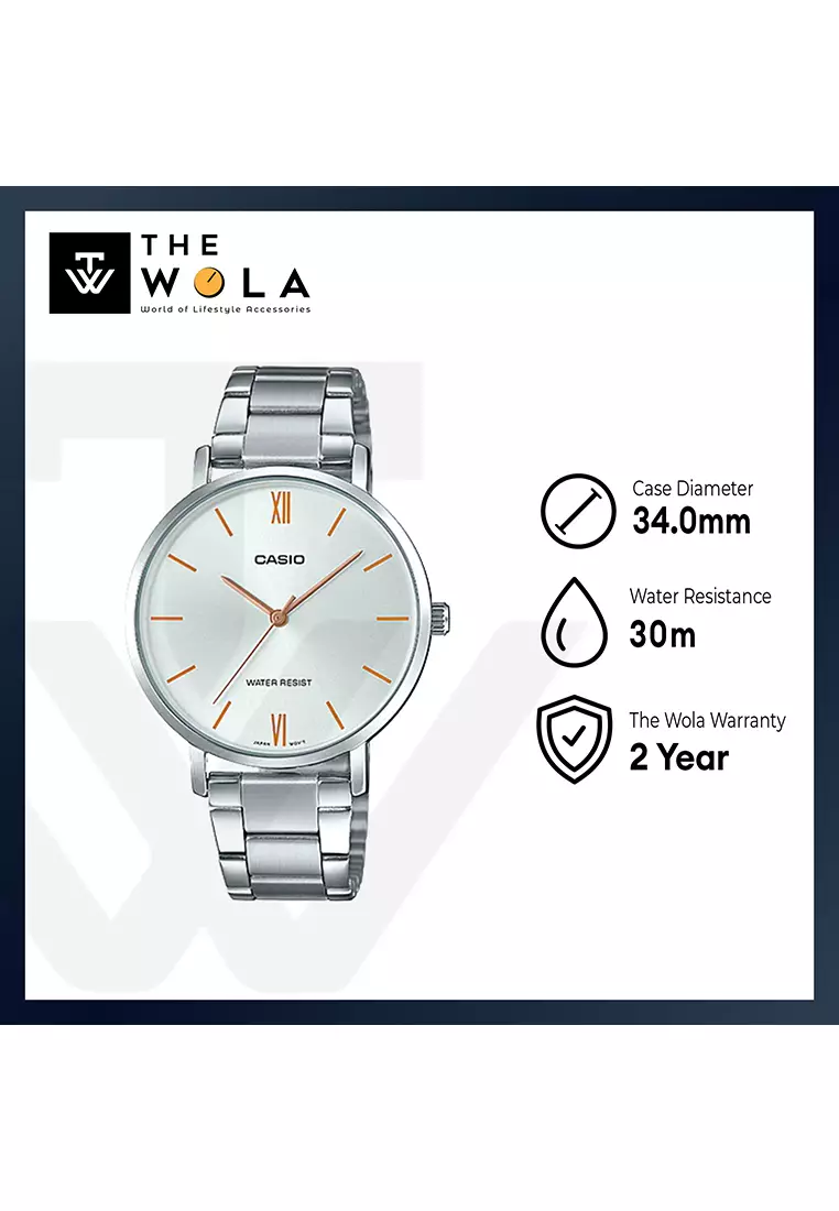 Women Analog Watch LTP-VT01D-7B Silver Stainless Steel Strap