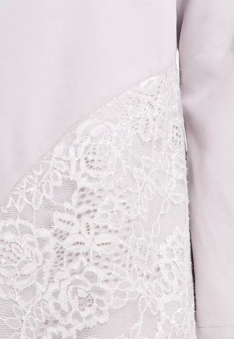 Avah Assymetrical Blouse With Grey Lace