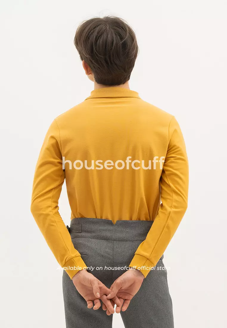 Houseofcuff polo shirt kaos kerah polo lengan panjang slim fit Mustard