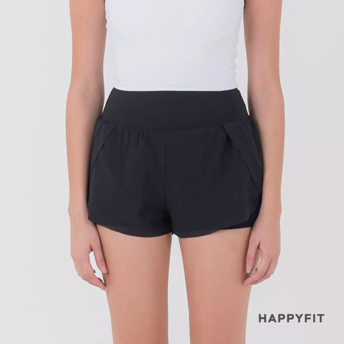 HAPPYFIT Windproof Short Pants High Waist Black
