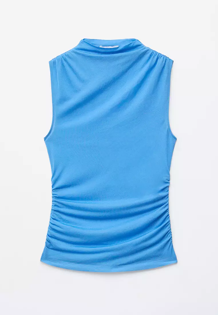 Ruched Mock-Neck Top